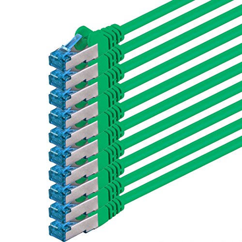 0,5m - CAT6a - Netzwerkkabel grün - 10 Stück CAT 6 A Patchkabel 10000 Mbit s SFTP PIMF 500 MHz kompatibel zu CAT5 CAT6 CAT7 DSL Internet Switch Router von 1aTTack.de