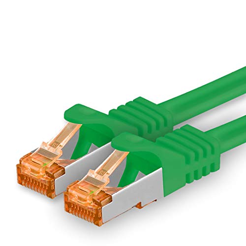 1aTTack.de 0,5m - Cat.7 Netzwerkkabel Grün - 1 Stück Gigabit Ethernet LAN Kabel 10000 Mbit s Patchkabel Cat7 Kabel S FTP PIMF Schirmung LSZH Cat.7 Rohkabel Rj45 Stecker Cat 6a - 1 x 0,5 Meter von 1aTTack.de