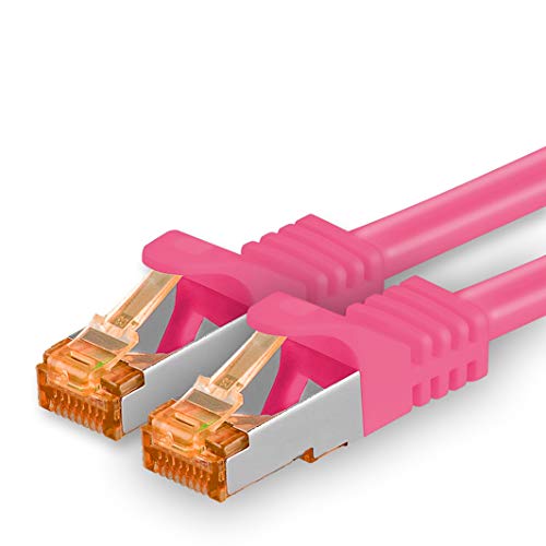 1aTTack.de 0,5m - Cat.7 Netzwerkkabel Magenta - 1 Stück Gigabit Ethernet LAN Kabel 10000 Mbit s Patchkabel Cat7 Kabel S FTP PIMF Schirmung LSZH Cat.7 Rohkabel Rj45 Stecker Cat 6a - 1 x 0,5 Meter von 1aTTack.de