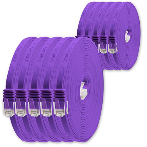 0,5m - Violett - 10 Stück - Cat.6 Flaches Netzwerkkabel Cat6 Flachkabel Ultra Flach Cat.6 Patchkabel 1000 Mbit/s Gigabit LAN (RJ45) Flach Slim Micro von 1aTTack.de