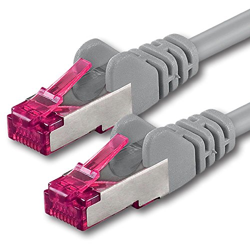 1aTTack.de 0,5m - grau - 1 Stück - Netzwerkkabel CAT6a (10Gb/s) S-FTP CAT 6a Lankabel - GHMT zertifiziert PIMF 500 MHz Cat5 Cat5e Cat6 Cat6a Cat7 für Switch, Router, Modem, Internet von 1aTTack.de