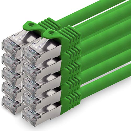 0,5m - grün - 10 Stück CAT.7 Netzwerkkabel Patchkabel SFTP PIMF LSZH Gigabit LAN Kabel 10Gb s cat7 Rohkabel mitRJ45 Stecker Cat6a kompatibel zu CAT5 CAT6 cat7 cat8 von 1aTTack.de