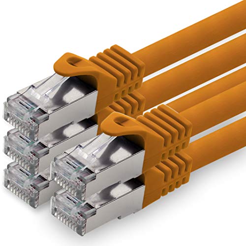 1aTTack.de 0,5m - orange - 5 Stück CAT.7 Netzwerkkabel Patchkabel SFTP PIMF LSZH Gigabit Lan Kabel 10Gb s cat7 Rohkabel mitRJ45 Stecker Cat6a kompatibel zu CAT5 CAT6 cat7 cat8 von 1aTTack.de