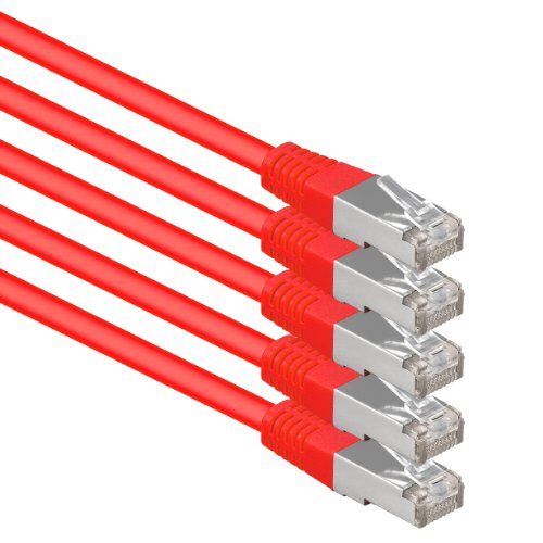 1aTTack.de 0,5m rot - 5 Stück Cat.6 Patchkabel Netzwerkkabel CAT6 S-FTP Gigabit Lan PIMF CAT 6 Kupfer CU Halogenfrei Internet DSL Spielkonsole Smart TV von 1aTTack.de