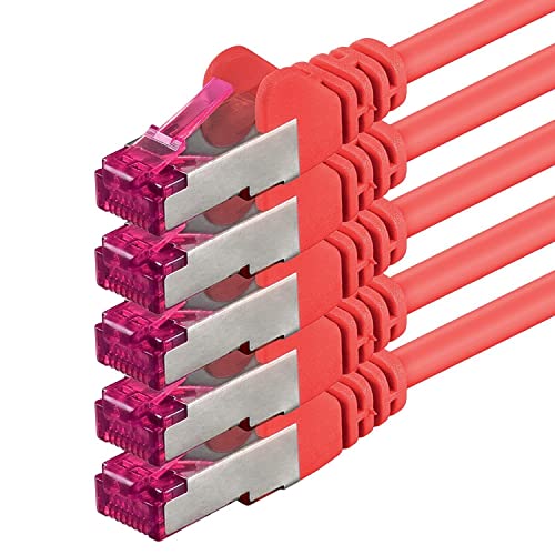 0,5m - rot - 5 Stück - Netzwerkkabel CAT6a (10Gb/s) S-FTP CAT 6a Lankabel - GHMT zertifiziert PIMF 500 MHz Cat5 Cat5e Cat6 Cat6a Cat7 für Switch, Router, Modem, Internet von 1aTTack.de