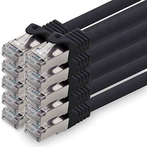 0,5m - schwarz - 10 Stück CAT.7 Netzwerkkabel Patchkabel SFTP PIMF LSZH Gigabit Lan Kabel 10Gb s cat7 Rohkabel mitRJ45 Stecker Cat6a kompatibel zu CAT5 CAT6 cat7 cat8 von 1aTTack.de