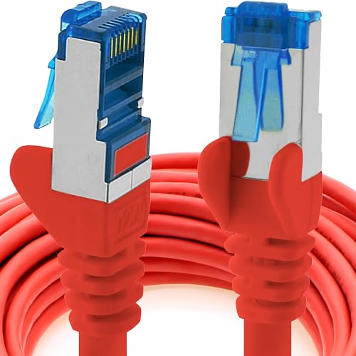 0.25m - CAT6a - Netzwerkkabel rot - 1 Stück CAT 6 A Patchkabel 10000 Mbit s SFTP PIMF 500 MHz kompatibel zu CAT5 CAT6 CAT7 DSL Internet Switch Router von 1aTTack.de