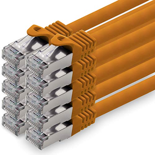 1,0m - orange - 10 Stück CAT.7 Netzwerkkabel Patchkabel SFTP PIMF LSZH Gigabit LAN Kabel 10Gb s cat7 Rohkabel mitRJ45 Stecker Cat6a kompatibel zu CAT5 CAT6 cat7 cat8 von 1aTTack.de