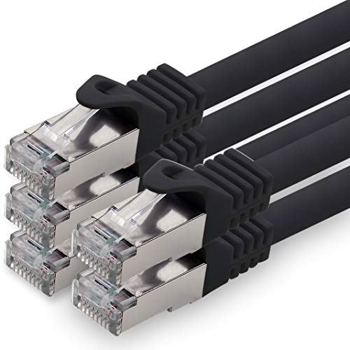 1aTTack.de 1,0m - schwarz - 5 Stück CAT.7 Netzwerkkabel Patchkabel SFTP PIMF LSZH Gigabit Lan Kabel 10Gb s cat7 Rohkabel mitRJ45 Stecker Cat6a kompatibel zu CAT5 CAT6 cat7 cat8 von 1aTTack.de