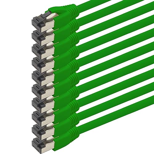 1,5m Cat 8 Netzwerkkabel CAT8 Kabel Grün - 10 Stück Cat.8 Lan 2000 Mhz 40 Gbit s 40GBase-T Poe+ Patchkabel Ethernetkabel LSZH - 10 x 1,5 Meter Grün von 1aTTack.de
