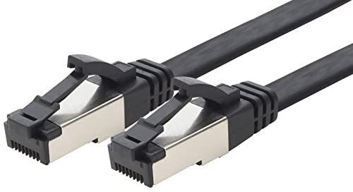 1,5m Cat 8 Patchkabel flach schwarz 40 Gigabit Netzwerkkabel Ethernet LAN Kabel 40 Gbits 2000 Mhz Patchkabel Cat8 Kabel LSZH TPE PIMF Rj45 Stecker 1 Stück - 1,5m von 1aTTack.de