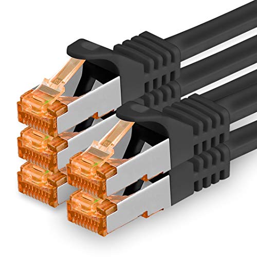 1,5m - Cat.7 Netzwerkkabel Schwarz - 5 Stück Gigabit Ethernet LAN Kabel 10000 Mbit s Patchkabel Cat7 Kabel S FTP PIMF Schirmung LSZH Cat.7 Rohkabel Rj45 Stecker Cat 6a - 5 x 1,5 Meter von 1aTTack.de