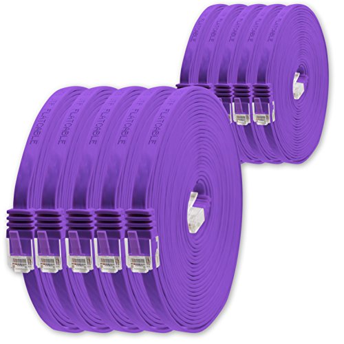 1,5m - Violett - 10 Stück - Cat.6 Flaches Netzwerkkabel Cat6 Flachkabel Ultra Flach Cat.6 Patchkabel 1000 Mbit/s Gigabit LAN (RJ45) Flach Slim Micro von 1aTTack.de