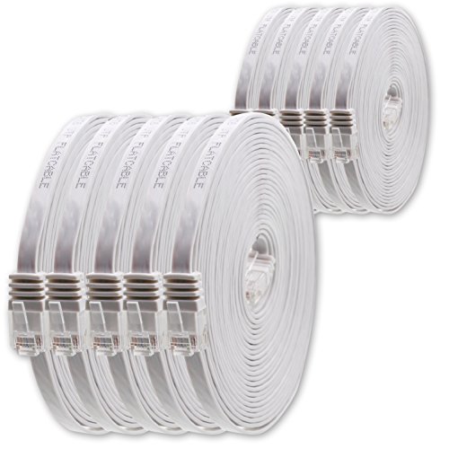 1,5m - Weiss - 10 Stück - Cat.6 Flaches Netzwerkkabel Cat6 Flachkabel Ultra Flach Cat.6 Patchkabel 1000 Mbit/s Gigabit LAN (RJ45) Flach Slim Micro von 1aTTack.de