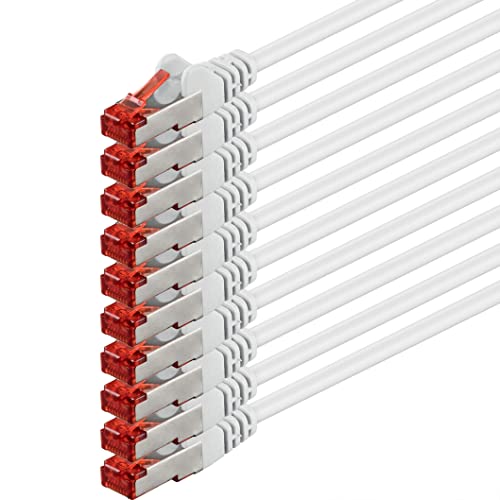 10x 10m Cat6 Cat.6 Ethernet-Kabel Cat 6 Netzwerk-Kabel Patch-Kabel RJ45 SFTP - Weiß von 1aTTack.de