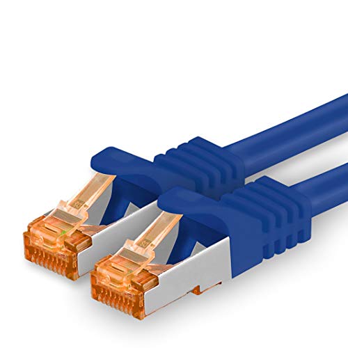 1aTTack.de 10m - Cat.7 Netzwerkkabel Blau - 1 Stück Gigabit Ethernet LAN Kabel 10000 Mbit s Patchkabel Cat7 Kabel S FTP PIMF Schirmung LSZH Cat.7 Rohkabel Rj45 Stecker Cat 6a - 1 x 10 Meter von 1aTTack.de