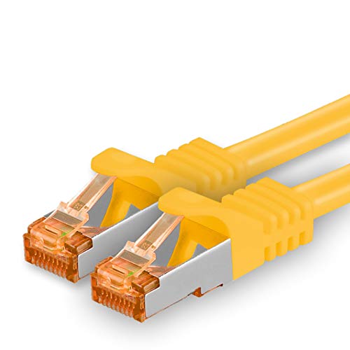 1aTTack.de 10m - Cat.7 Netzwerkkabel Gelb - 1 Stück Gigabit Ethernet LAN Kabel 10000 Mbit s Patchkabel Cat7 Kabel S FTP PIMF Schirmung LSZH Cat.7 Rohkabel Rj45 Stecker Cat 6a - 1 x 10 Meter von 1aTTack.de