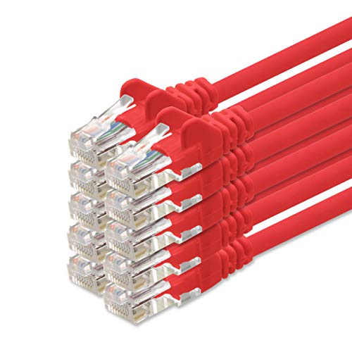 10m - rot - 10 Stück CAT Netzwerkkabel Patchkabel Lan Kabel Cat.5 Ethernetkabel kompatibel zu CAT5e CAT6 CAT6a Cat7 Cat8 für Router Modem Patchpanel Internet Smart TV Xbox von 1aTTack.de