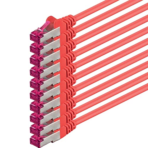 10m - rot - 10 Stück - Netzwerkkabel CAT6a (10Gb/s) S-FTP CAT 6a Lankabel - GHMT zertifiziert PIMF 500 MHz Cat5 Cat5e Cat6 Cat6a Cat7 für Switch, Router, Modem, Internet von 1aTTack.de