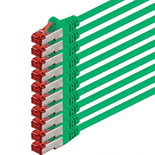 10x 1m Cat6 Cat.6 Ethernet-Kabel Cat 6 Netzwerk-Kabel Patch-Kabel RJ45 SFTP - Grün von 1aTTack.de
