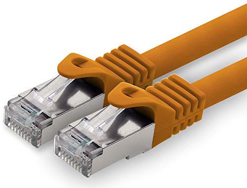 1aTTack.de 15m - orange - 1 Stück CAT.7 Netzwerkkabel Patchkabel SFTP PIMF LSZH Gigabit Lan Kabel 10Gb s cat7 Rohkabel mitRJ45 Stecker Cat6a kompatibel zu CAT5 CAT6 cat7 cat8 von 1aTTack.de