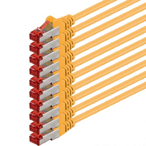 10x 10m Cat6 Cat.6 Ethernet-Kabel Cat 6 Netzwerk-Kabel Patch-Kabel RJ45 SFTP - Gelb von 1aTTack.de