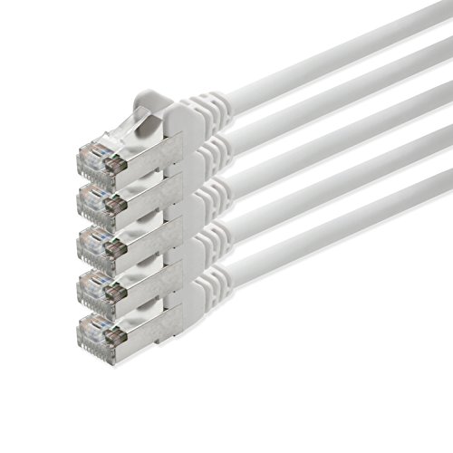 1aTTack CAT5 FTP Foliengeschirmt Netzwerkkabel mit 2x RJ45 Stecker Set (5 Stück) 2m weiss von 1aTTack.de