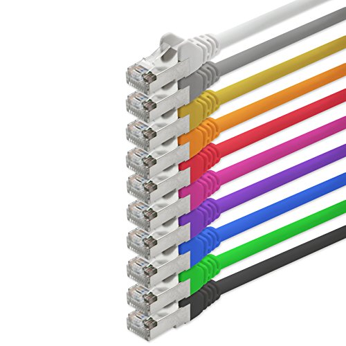 1aTTack CAT5 FTP Netzwerk Patch Kabel mit 2 x RJ45 Stecker Set (10 Farben, 10 Stück) 0,25m von 1aTTack.de