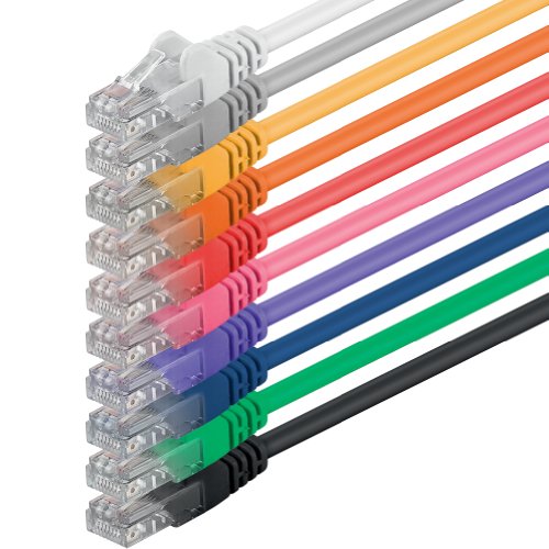 Netzwerkkabel Cat 6 10-Farben - 1m - (Set) - CAT6 Ethernet Kabel Lankabel 1000 Mbits Patchkabel von 1aTTack.de