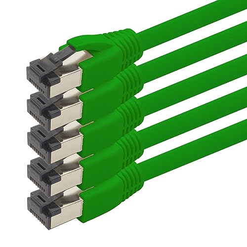 1aTTack.de 0,25m Cat 8 Netzwerkkabel CAT8 Kabel Grün - 5 Stück Cat.8 Lan 2000 Mhz 40 Gbit s 40GBase-T Poe+ Patchkabel Ethernetkabel LSZH - 5 x 0,25 Meter Grün von 1aTTack.de