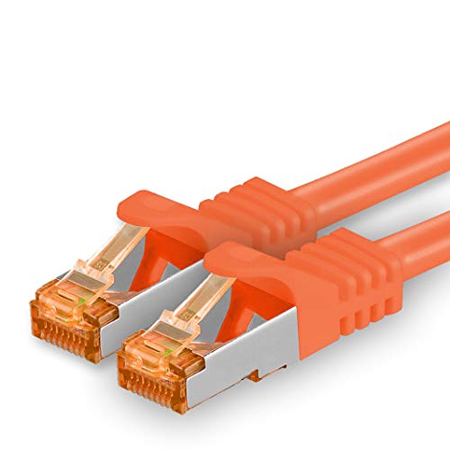 1aTTack.de 0,25m - Cat.7 Netzwerkkabel Orange - 1 Stück Gigabit Ethernet LAN Kabel 10000 Mbit s Patchkabel Cat7 Kabel S FTP PIMF Schirmung LSZH Cat.7 Rohkabel Rj45 Stecker Cat 6a - 1 x 0,25 Meter von 1aTTack.de