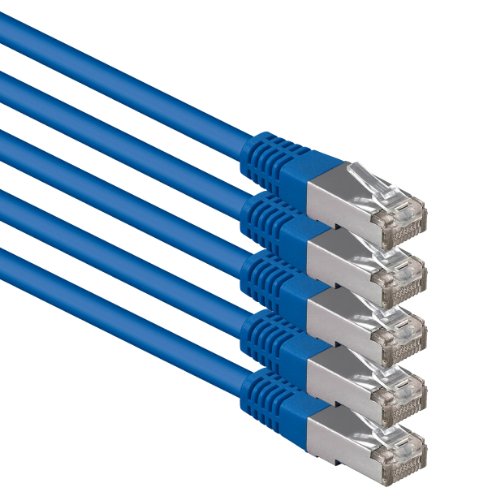 1aTTack.de 0,25m blau - 5 Stück Cat.6 Patchkabel Netzwerkkabel CAT6 S-FTP Gigabit Lan PIMF CAT 6 Kupfer CU Halogenfrei Internet DSL Spielkonsole Smart TV von 1aTTack.de