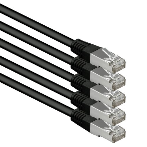 1aTTack.de 0,25m schwarz - 5 Stück Cat.6 Patchkabel Netzwerkkabel CAT6 S-FTP Gigabit Lan PIMF CAT 6 Kupfer CU Halogenfrei Internet DSL Spielkonsole Smart TV 1aTTack.de 0,25m schwarz - 5 Stück Cat.6 Patchkabel Netzwerkkabel CAT6 S-FTP Gigabit Lan PIMF CAT 6 Kupfer CU Halogenfrei Internet DSL Spielkonsole Smart TV von 1aTTack.de