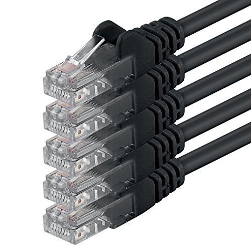 1aTTack.de 0,5m - schwarz - 5 Stück - (PACK) - CAT.6 CAT6 Ethernet-Lan-Netzwerk-Kabel 1000 Mbit/s Patchkabel von 1aTTack.de