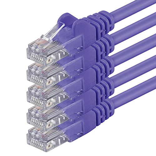 1aTTack.de 0,5m - violett - 5 Stück - (PACK) - CAT.6 CAT6 Ethernet-Lan-Netzwerk-Kabel 1000 Mbit/s Patchkabel von 1aTTack.de