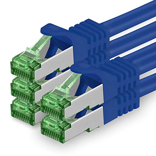 1aTTack.de 0.25 M Cat.7 Netzwerk-Kabel 5 Stück Cat7 Patch-Kabel LAN-Kabel Ethernet RJ45 10 Gbit/s (Alle Internetgeschwindigkeiten) Blau 0,25 Meter von 1aTTack.de