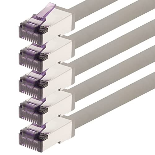 1aTTack.de - 1,5m - CAT6a Superflex- Ethernet Gigabit LAN Netwerkkabel RJ45 CAT6 A Patchkabel 10000 Mbit s SFTP PIMF 500 MHz kompatibel zu CAT6 CAT5 - grau - 5 Stück von 1aTTack.de