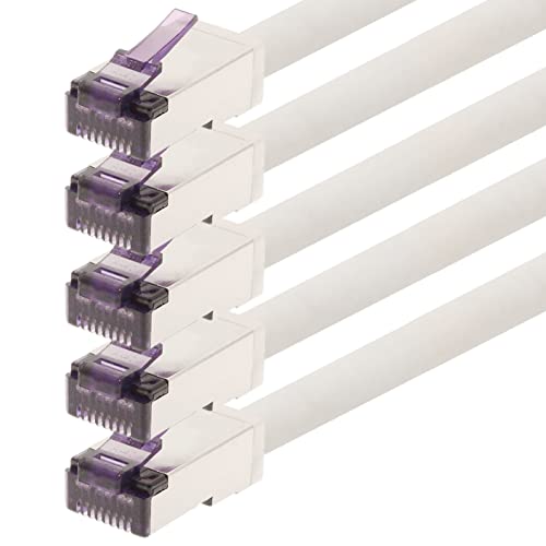 1aTTack.de - 1,5m - CAT6a Superflex- Ethernet Gigabit LAN Netwerkkabel RJ45 CAT6 A Patchkabel 10000 Mbit s SFTP PIMF 500 MHz kompatibel zu CAT6 CAT5 - weiß - 5 Stück von 1aTTack.de