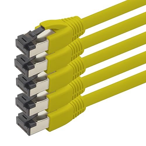 1aTTack.de 1,5m Cat 8 Netzwerkkabel CAT8 Kabel gelb - 5 Stück Cat.8 Lan 2000 Mhz 40 Gbit s 40GBase-T Poe+ Patchkabel Ethernetkabel LSZH - 5 x 1,5 Meter Gelb von 1aTTack.de