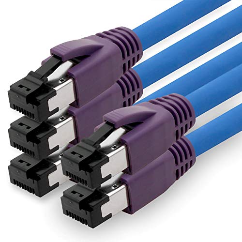 1aTTack.de 1,5m Cat.8 Netzwerkkabel CAT8 Kabel CAT 8 2000 Mhz 40 Gbit s 40GBase-T High End Poe+ Patchkabel Ethernetkabel AWG24 Kupfer LSZH blau - 5 Stück 1,5m von 1aTTack.de