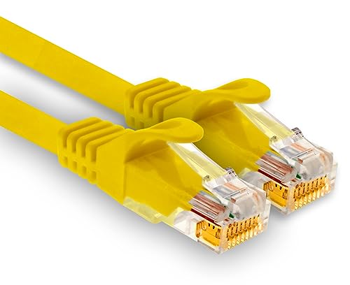 1aTTack.de - 1 X 0,25m Cat7 Netzwerkkabel, Cat.7 Ethernet, Lan & Cat 7 Patchkabel für maximale Internet Geschwindigkeit & verbindet alle Geräte mit RJ 45 Buchse Gelb von 1aTTack.de