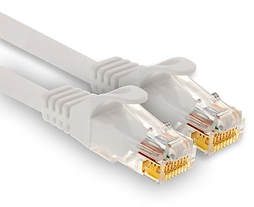 1aTTack.de - 1 X 2,0m Cat7 Netzwerkkabel, Cat.7 Ethernet, Lan & Cat 7 Patchkabel für maximale Internet Geschwindigkeit & verbindet alle Geräte mit RJ 45 Buchse Weiß von 1aTTack.de
