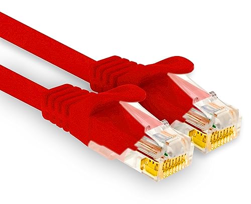 1aTTack.de - 1 X 7,5m Cat7 Netzwerkkabel, Cat.7 Ethernet, Lan & Cat 7 Patchkabel für maximale Internet Geschwindigkeit & verbindet alle Geräte mit RJ 45 Buchse Rot von 1aTTack.de
