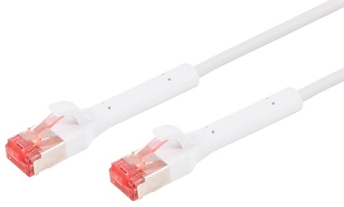 1aTTack.de 10 M Netzwerkkabel 1 Stück Cat.6A Patchkabel biegsame Kabeltülle 90 Grad in alle Richtungen - RJ45 Stecker - 10 Gbit/s - Hochflexibles Ethernet Kabel für LAN DSL Server Switch Router Weiß von 1aTTack.de