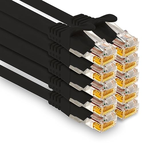 1aTTack.de - 10 X 0,5m Cat7 Netzwerkkabel, Cat.7 Ethernet, Lan & Cat 7 Patchkabel für maximale Internet Geschwindigkeit & verbindet alle Geräte mit RJ 45 Stecker Schwarz 1aTTack.de - 10 X 0,5m Cat7 Netzwerkkabel, Cat.7 Ethernet, Lan & Cat 7 Patchkabel für maximale Internet Geschwindigkeit & verbindet alle Geräte mit RJ 45 Stecker Schwarz von 1aTTack.de