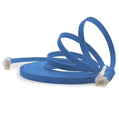 1aTTack.de 10m - Blau - 1 Stück - Cat.6 Flaches Netzwerkkabel Cat6 Flachkabel Ultra Flach Cat.6 Patchkabel 1000 Mbit/s Gigabit LAN (RJ45) Flach Slim Micro von 1aTTack.de