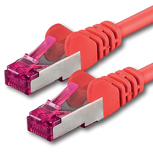 1aTTack.de 10m - rot - 1 Stück - Netzwerkkabel CAT6a (10Gb/s) S-FTP CAT 6a Lankabel - GHMT zertifiziert PIMF 500 MHz Cat5 Cat5e Cat6 Cat6a Cat7 für Switch, Router, Modem, Internet von 1aTTack.de