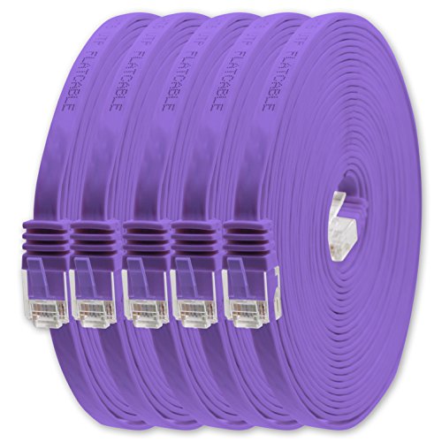 1aTTack.de 10m - violett - 5 Stück - Cat.6 Flaches Netzwerkkabel Cat6 Flachkabel Ultra Flach Cat.6 Patchkabel 1000 Mbit/s Gigabit LAN (RJ45) Flach Slim Micro von 1aTTack.de