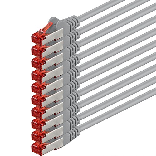 1aTTack.de 10x 0.25m Cat6 Cat.6 Ethernet-Kabel Cat 6 Netzwerk-Kabel Patch-Kabel RJ45 SFTP - Grau von 1aTTack.de