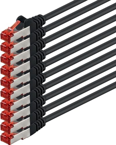 1aTTack.de 10x 0.25m Cat6 Cat.6 Ethernet-Kabel Cat 6 Netzwerk-Kabel Patch-Kabel RJ45 SFTP - Schwarz von 1aTTack.de